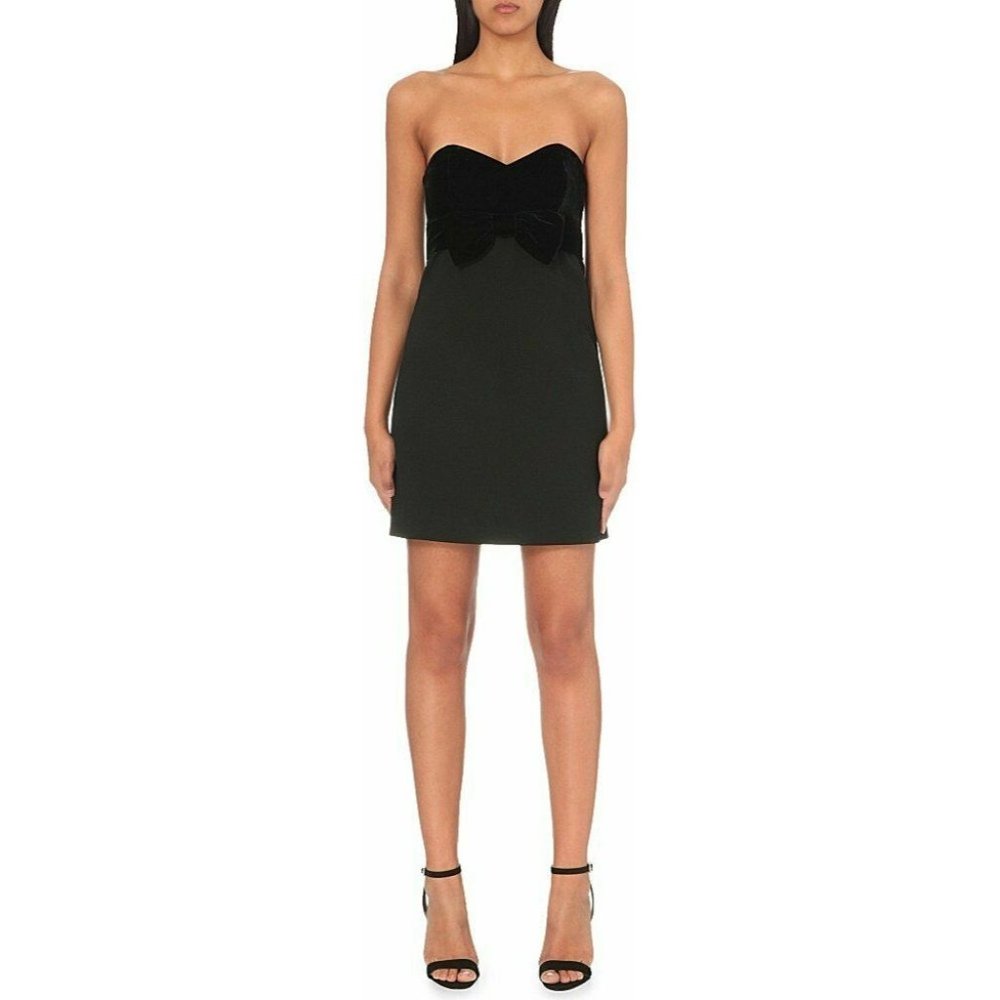 Maje NWT Strapless Black Dress Ressy Velvet Bow LBD 3 Large